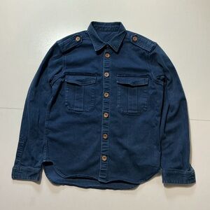 Vintage 55 Blue Cotton Military Officers Field Workwear L/S Button Shacket Shirt